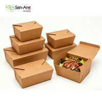 SenAng Vente en gros de contenants à emporter en papier kraft étanches, boîte à lunch jetable pour emporter