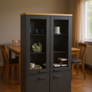 Credenza HAMAR in Legno Massello di Pino con Top in Grigio Scuro 33.5x13.8x39.4, Vetrina Espositiva - Product Image 2