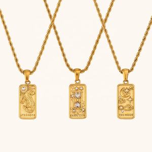 Conjuntos de joyería de moda Dingran <span class=keywords><strong>Tarot</strong></span> chapado en oro collares de acero inoxidable conjunto de joyería para mujer - Product Image 6