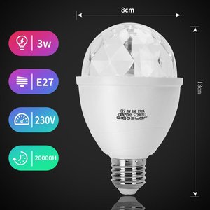 Luci LED da discoteca RGB lampada a LED 360 ° rotante E27 3W effetto stroboscopico-illuminazione/lampadine - Product Image 4