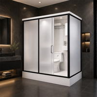 Cabine de douche WC tout-en-un 1,9x1,2x2,15m avec base SMC, éclairage intégré, WC en céramique, séparation sec/humide
