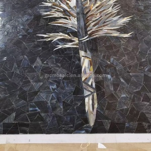 Medallón de corte a mano de vidrio de fusión en caliente de lujo, arte oscuro, estampado de cebra, mosaico negro, Mural, suelo, círculos concéntricos, rompecabezas de mosaico - Product Image 6