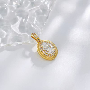 18K 골드 랩그로운 다이아몬드 오벌 펜던트 빈티지 럭셔리 파인 주얼리 펜던트 목걸이 여성용 다이아몬드 체인 랩다이아몬드 주얼리 - Product Image 3