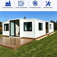 Maison conteneur extensible à double aile de 20 pieds, 2 chambres, 1 salon, bureau mobile, appartement commercial temporaire, résidence