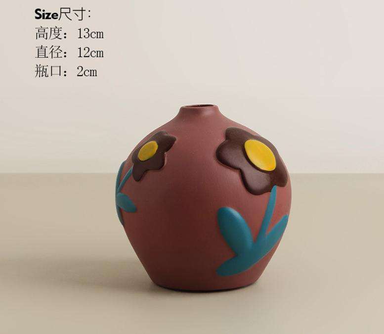 Painted Pottery Flower Vase-Daisy