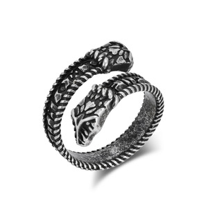 Viking Double-Headed Serpent <b>Titanium</b> Steel <b>Ring</b> With Runes Men's Jewelry Gift Stainless Steel Fashion <b>Ring</b> - Product Image 5