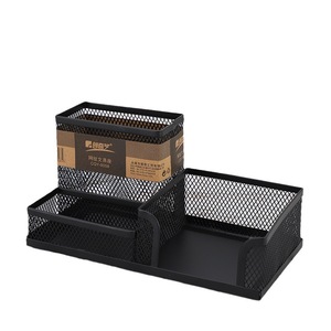 Porte-stylo de bureau en métal, carré, noir, en maille, organisateur de rangement, fournitures de papeterie de bureau CQY806 - Product Image 5