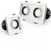 Carré Dimmable COB LED Encastré Downlights 8W 10W 15W Double Tête Plafond Spots Éclairage Intérieur Grille Lumières