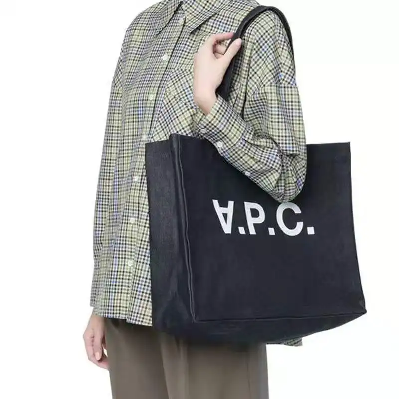 customized Eco Recycled Designer Women deep blue Denim Shoulder Bags Denim Tote shop bag