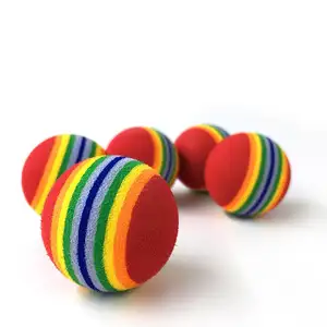 Personalizado Impresso Eva Espuma Rainbow Listrado Mastigação Interativo Cat Ball Pet Dog Ball Toy