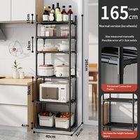 Étagère de rangement de cuisine moderne en plastique, non pliable, sur pied, multi-niveaux, mobile, à cinq niveaux, polyvalente pour micro-ondes et vaisselle