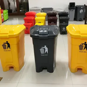 70L 50L Wholesale Plastic Trash Cans Foot Pedal Garbage Waste Bin