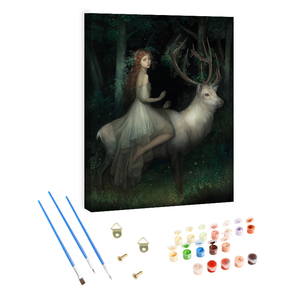 Stile europeo pittura Diy con Kit di numeri per adulti ragazza A cavallo di un cervo pittura digitale decorazioni all'ingrosso - Product Image 1
