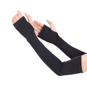 Qianqianwo Sun Protection Arm Sleeves Women Ice Silk UV Protection Outdoor Cycling Driving Fingerless Solid Color - Product Image 4