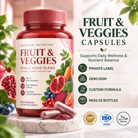 Fruit & groentecapsules Non-GMO Vegan Voedingssupplement Immuunondersteuning Antioxidanten Spijsverteringsgezondheid Groothandel Private Label