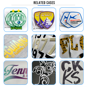 Good Quality Custom 3d Football Sport Club Name Logo Heat Transfer Flocking <strong>Woven</strong> Iron on <strong>Badges</strong> and Patches for Clothing - Product Image 5