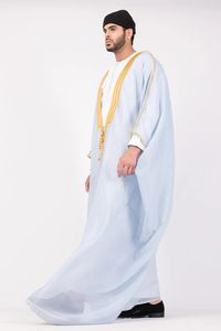 Zware islamitische Tobey semi-transparante patchwork Jubba Abaya Bisht mannenkleding Arabische stof <span class=keywords><strong>Qatar</strong></span> Koeweit Kurta ontwerp Oman - Product Image 4