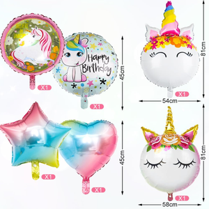 11 pièces ensemble de ballons licorne ronds en feuille avec étoile arc-en-ciel et ballon en aluminium dégradé arc-en-ciel de 40 pouces pour fille licorne - Product Image 2