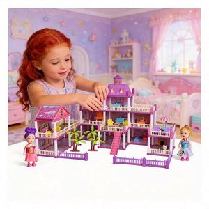 Elegante casa de juguete de plástico DIY con dormitorio, cocina, baño, balcón y muebles - Regalo de juego de simulación para la imaginación - Product Image 3