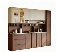 Armoire modulaire en bois massif écologique Yi Gui, style chinois moderne, 5 étagères réglables, 3 tiroirs, portes à panneaux plats, grande capacité pour salon