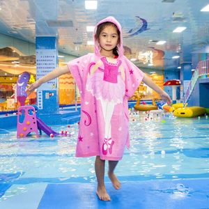 Wholesale Skin Friendly Pemium Comfortable Customized logo Reactive Printed square Soft Cozy 100% Cotton Kids <b>Poncho</b> <b>Towels</b> - Product Image 3