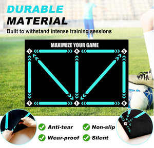 Tapis d'entraînement de football portable pour intérieur, taille et couleur personnalisables, matériau en caoutchouc durable antidérapant, facile à transporter, entraînement de vitesse pour adultes - Product Image 4