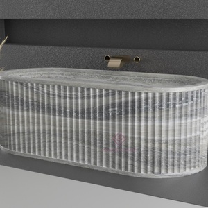Baignoire en marbre travertin argenté Baignoire autoportante Hôtel commercial <span class=keywords><strong>Spa</strong></span> Restaurant de luxe Intérieur - Product Image 2