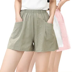 Hot Selling Linen Cotton Ladies Summer High Waist Pants New Sports Casual Women Blank Custom Shorts