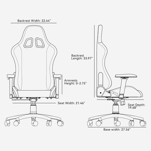 Chaise de bureau de luxe grise, chaise junior, style gamer, chaise de course, en hauteur, pour enfants, étudiants, chaise de jeu - Product Image 5