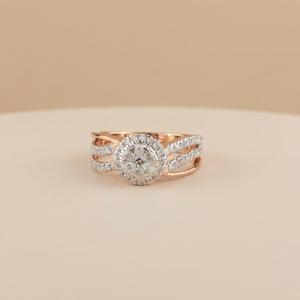 Anillo de Compromiso de Oro Rosa Sólido de 14k para Mujer con 60 Diamantes Laterales, Corte Brillante, Estilo Clásico, Color H, Diamantes Naturales GGL - Product Image 2