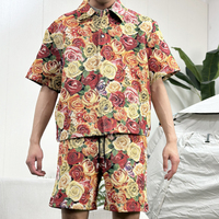 Conception personnalisée à la mode collage chemise à manches courtes pour hommes t-shirt boutonné
