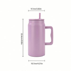 Bouteille d'eau isotherme en acier inoxydable à double paroi de 50 oz avec logo personnalisé, thermos, tasse de voyage, gobelet avec poignée - Product Image 2