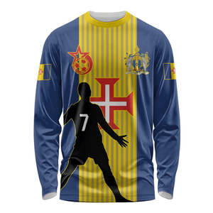 Camiseta de fútbol de manga larga de Portugal No.7 Ronaldo, camisetas de fútbol transpirables de secado rápido con patrón de estampado personalizado POD para hombres - Product Image 1