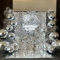Toile de fond personnalisée pour photomaton avec paillettes argentées, toile de fond miroir pour photomaton avec enseigne néon pour mariages et fêtes
