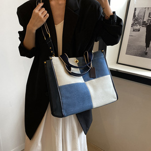 2024 moda Jean <span class=keywords><strong>bolsos</strong></span> de mano señoras <span class=keywords><strong>Patchwork</strong></span> <span class=keywords><strong>bolsos</strong></span> de gran capacidad bolso de mano de mezclilla con cremallera - Product Image 4