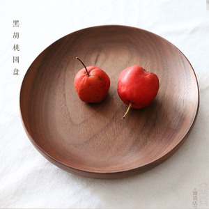Solid Wood Fruit Plate Round Wooden <b>Tray</b> 12cm 15cm 20cm Diameter Japanese Style Serving Dish For Tea <b>Snack</b> - Product Image 3
