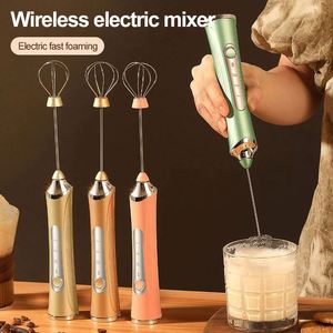 Handheld Electric Milk Frother with 2 Heads, Coffee Whisk Foam Mixer with USB Rechargeable 3 Speeds, - Product Image 4