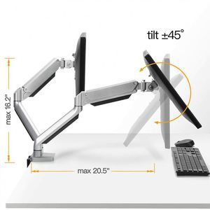 Soporte de Monitor con Brazo de Resorte de Gas Totalmente Ajustable, Soporte de Escritorio para Monitores de 17-32 Pulgadas, Ángulo de Inclinación Máximo de 90 Grados, Aluminio - Product Image 3