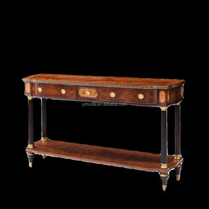 Ensembles de meubles de salon de luxe à la française table de couloir avec plateau en bois de teck table <span class=keywords><strong>console</strong></span> en bois massif de style <span class=keywords><strong>baroque</strong></span> sculpté - Product Image 6