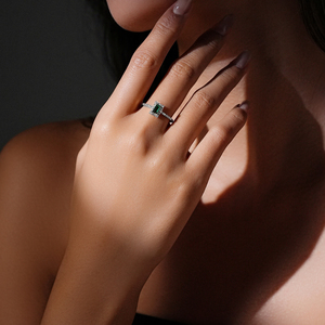 Cincin Perak FUAMAY untuk Pria 925 Cincin Halo Baguette Hijau Cincin Perak Arab <span class=keywords><strong>Saudi</strong></span> 7 Hari Cincin dalam Perak 925 - Product Image 6