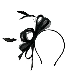 Bandeau à plumes vintage fête de mariage église chapeau de mariée fleur coiffure maille élégante plume cheveux accessoires pour femmes