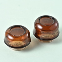 Pot en Verre Ambré Luxe 30g 50g Rond Cosmétique, Récipient Vide pour Crème Visage avec Couvercle Doré