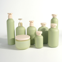 Bouteille vide HENRON T436 en PET/ABS vert avec pompe et bouchon à vis pour nettoyant visage et lotion corporelle, personnalisable avec logo et options de couleur