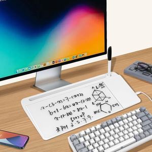 Tableau blanc de bureau effaçable à sec en verre avec clavier, chargeur sans fil et rangement pour notes – Idéal pour le bureau - Product Image 1