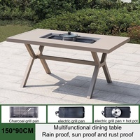 Table et chaises de barbecue pour repas et fêtes, vente chaude en usine, tables de barbecue familiales, designs modernes pour la cour, option de cuisine extérieure