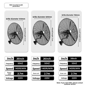 พัดลมไฟฟ้าอุตสาหกรรม 26 นิ้ว, พัดลมติดผนังทรงพลัง, พัดลมฮอร์นกำลังสูง, สำหรับโรงงานและเวิร์กช็อปเชิงพาณิชย์, แรงลมสุดยอด - Product Image 4