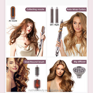 RUCHA Fer à Boucler 6-en-1 Multi-Fonctionnel : Peigne Chauffant, Sèche-<span class=keywords><strong>Cheveux</strong></span>, <span class=keywords><strong>Brosse</strong></span>, Fer à Friser Automatique Infrarouge Ionique - Product Image 5