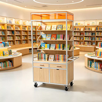 Étagère mobile multi-niveaux en profilé aluminium réglable pour la présentation de livres en bibliothèque et la vente au détail