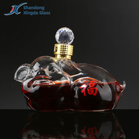 Vente en gros de carafe vide avec logo personnalisé verrerie en forme de cochon pour bouteille en verre de whisky et de vin de liqueur avec logo de whisky