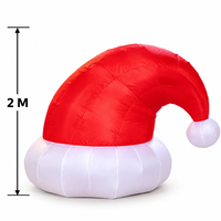 Chapeau de Père Noël gonflable de 2 m avec lumières LED pour décoration de jardin intérieur/extérieur, fête de Noël, décoration de Noël gonflable personnalisée